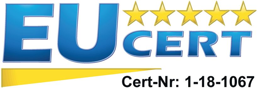 EUcert-Logo mit Zertifikatsnummer 1-18-1067